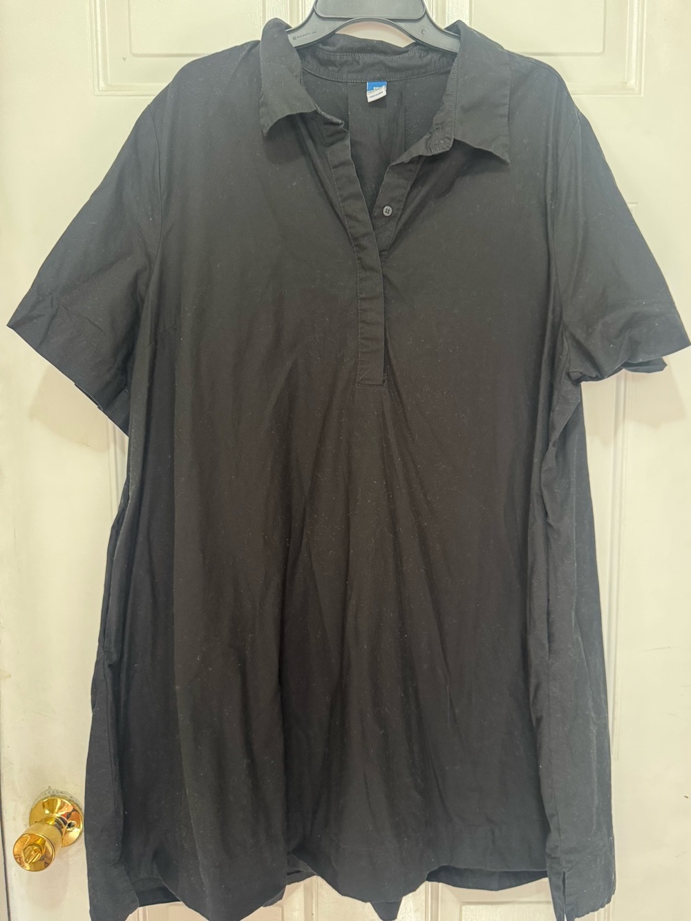 Old Navy Black Short Sleeve Cotton Polo Shirt Dress - XXL